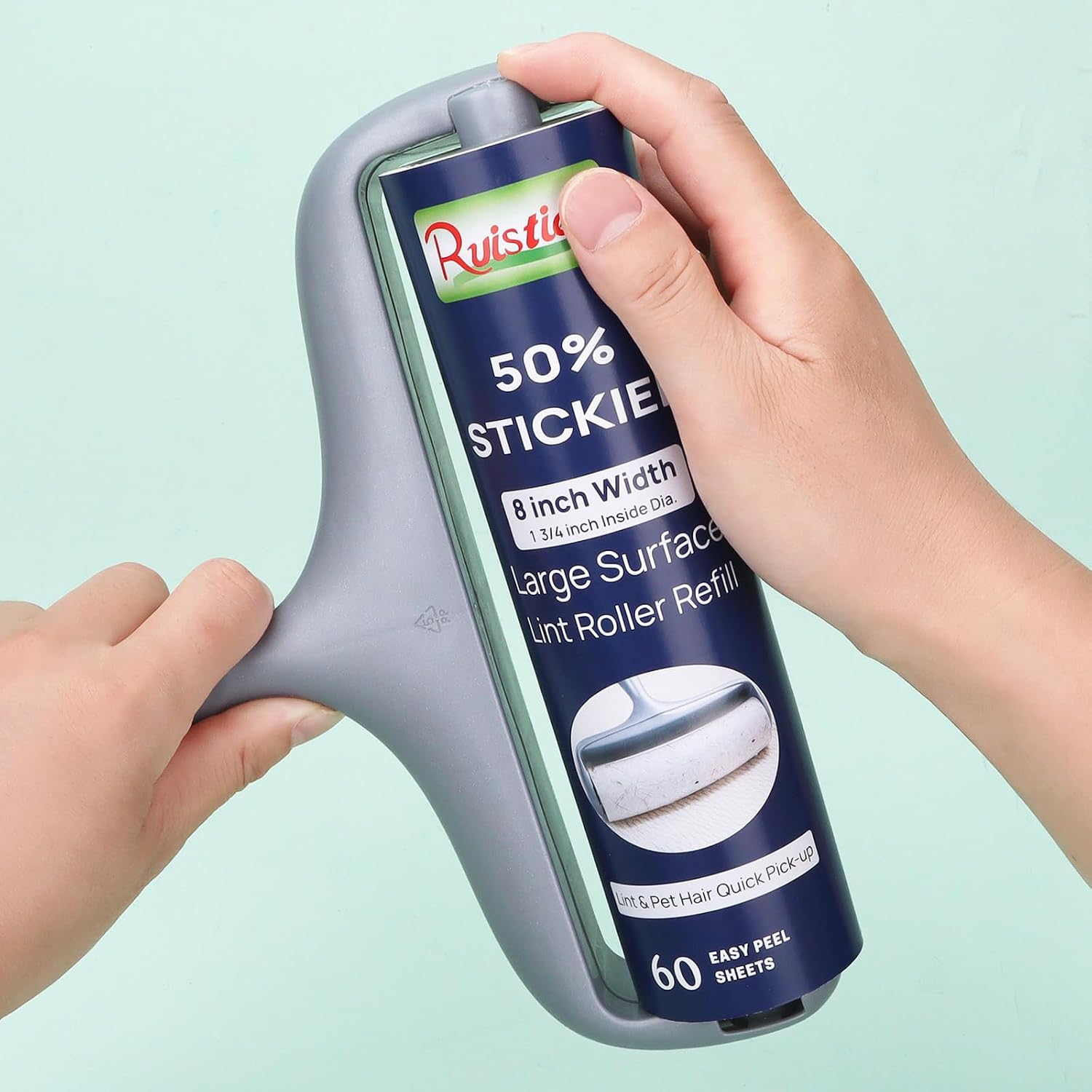 50% Stickier Large Surface Lint Roller Refill for Scotch-Brite Pet Hair Pickup Extra Sticky Large Lint Roller 8 inch Replacement Refills 6 Rolls, 60 Sheets per Refill, 360 Sheets Total