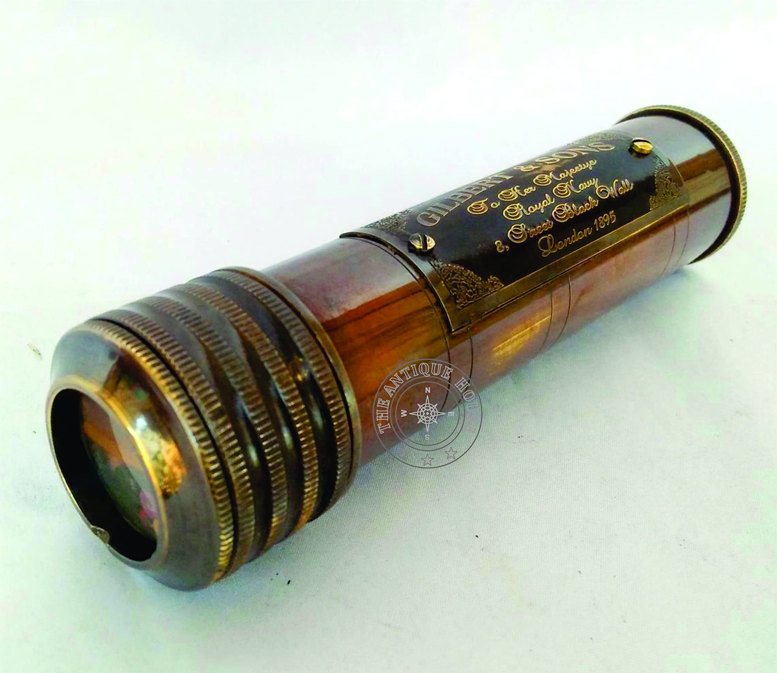 THE ANTIQUE HOUSE Kaléidoscope nautique en laiton avec étui de sécurité en cuir fait à la main, cadeau d'anniversaire, cadeau unique de remise de diplôme
