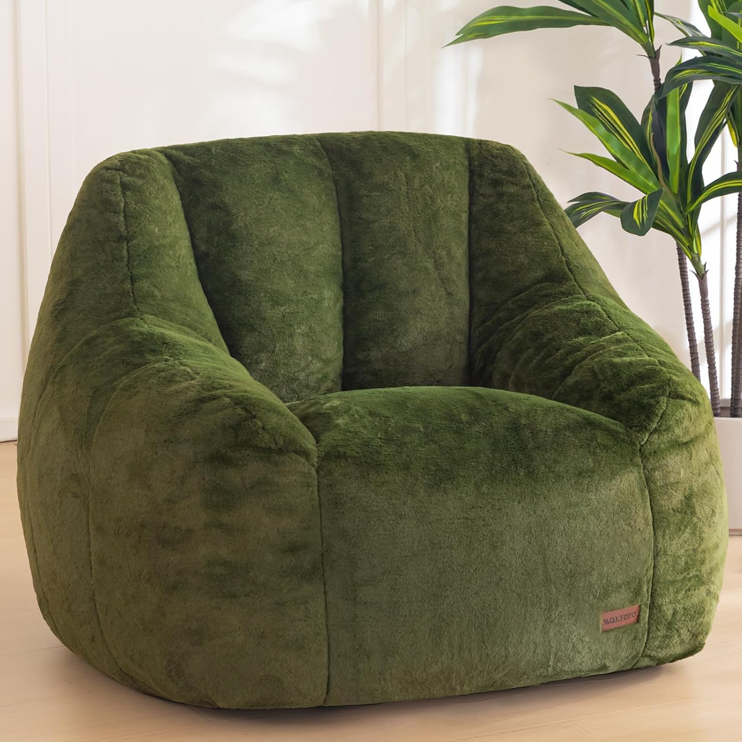 MAXYOYO Bean Bag Chair for Adults or Children, Soft Faux Fur Floor Single with Filling, Comfy Bean Bag Sofa with Back Support, Accent Chair, Armchair for Living Room & Bedroom