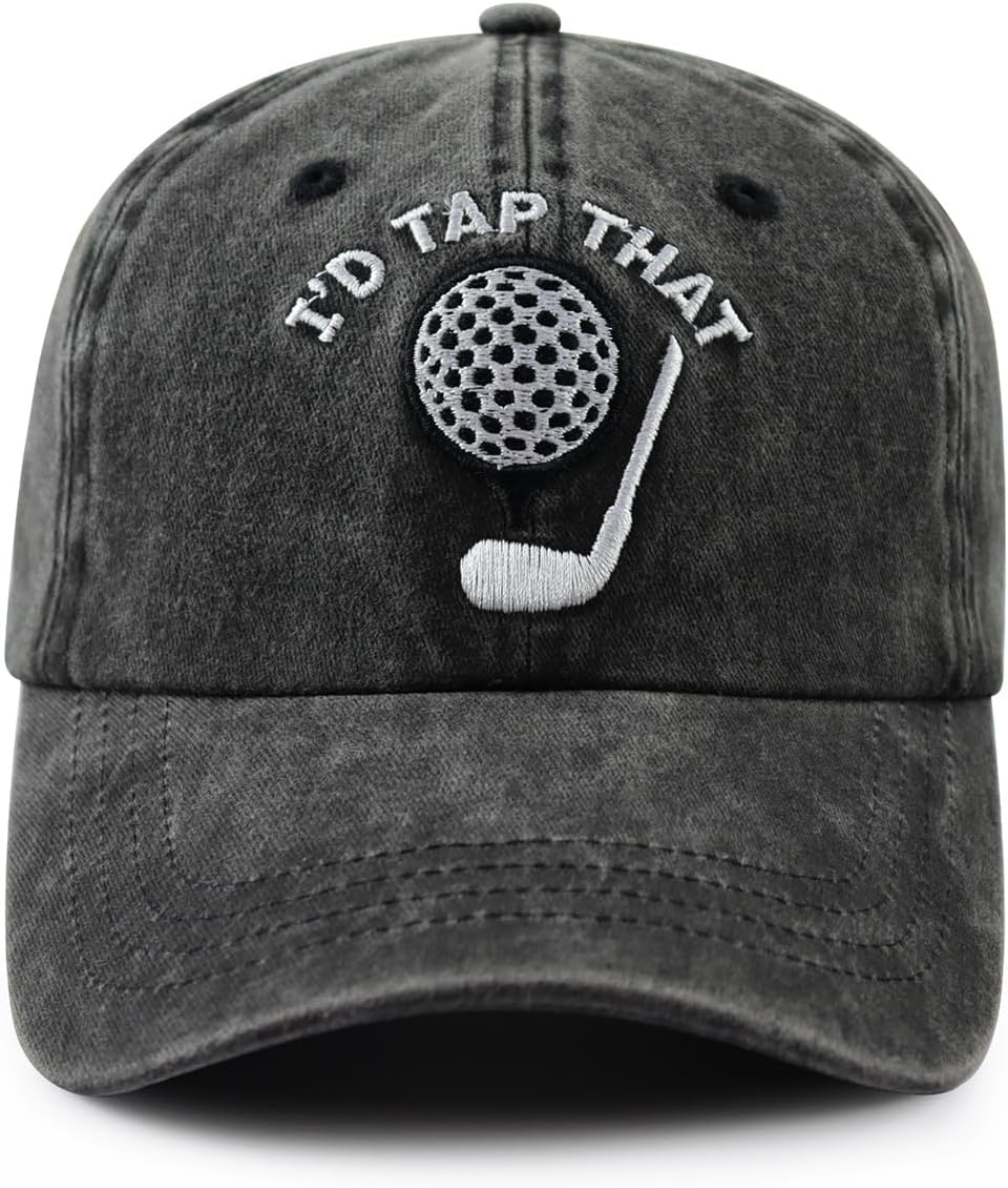 I'd Tap That Golf Hat for Men Women, Funny Adjustable Cotton Embroidered Golfer Baseball Cap