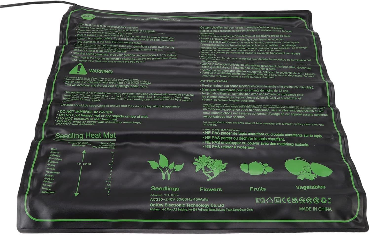 Plant Germination Heating Mat Warm Waterproof Flexible Indoor Plant Heating Mat for Flowering Plants (US Plug 100‑120V)
