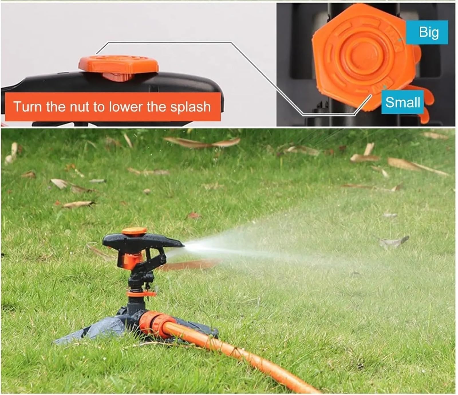 Automatische Gartenbewässerungs-Rasensprinkler, 360°-Drehung Mit Düse für den Garten(3pcs)