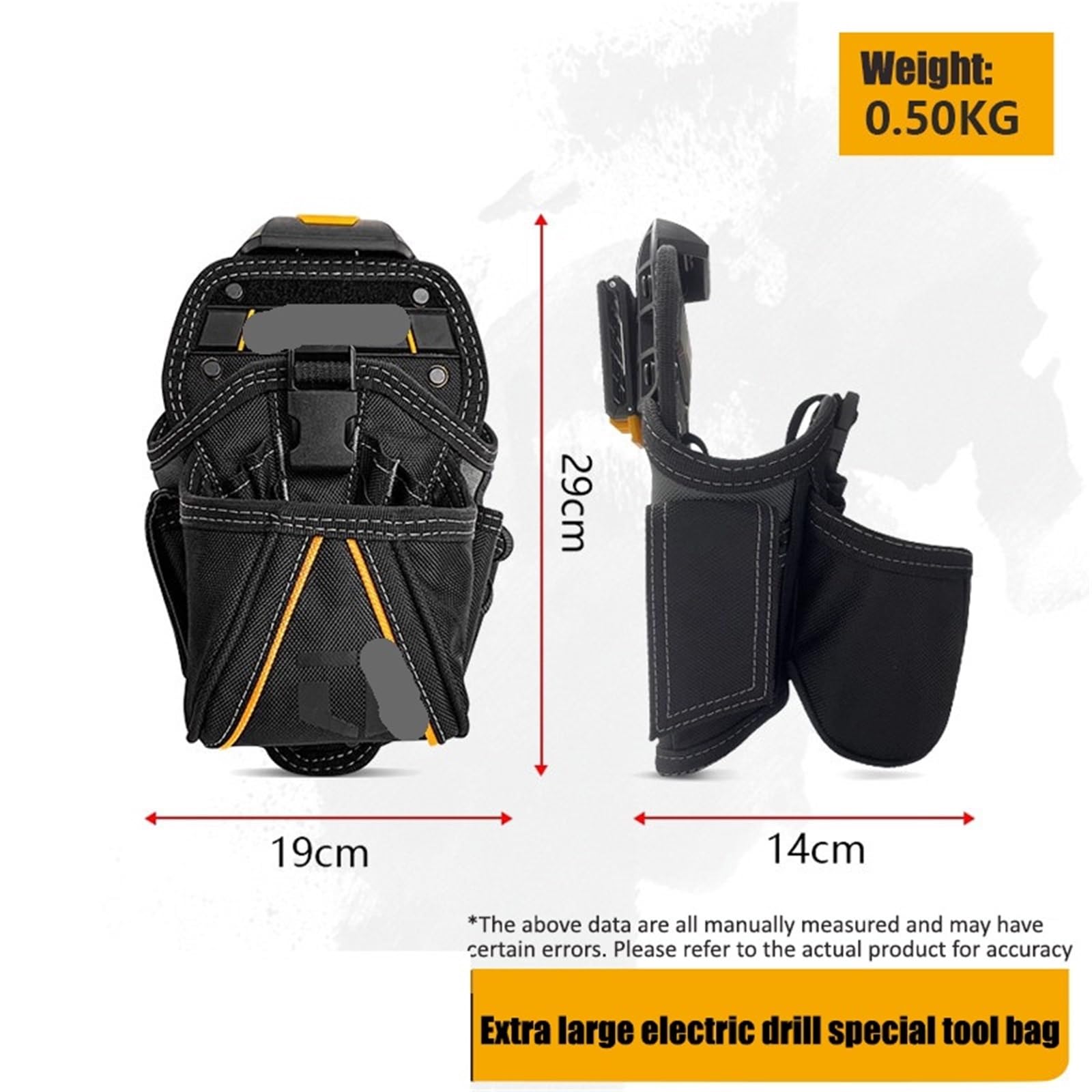 Holster Perceuse Sac à outils for perceuse électrique Extra Large, trousse for électricien, sac Portable suspension rapide, rangement d'outils
