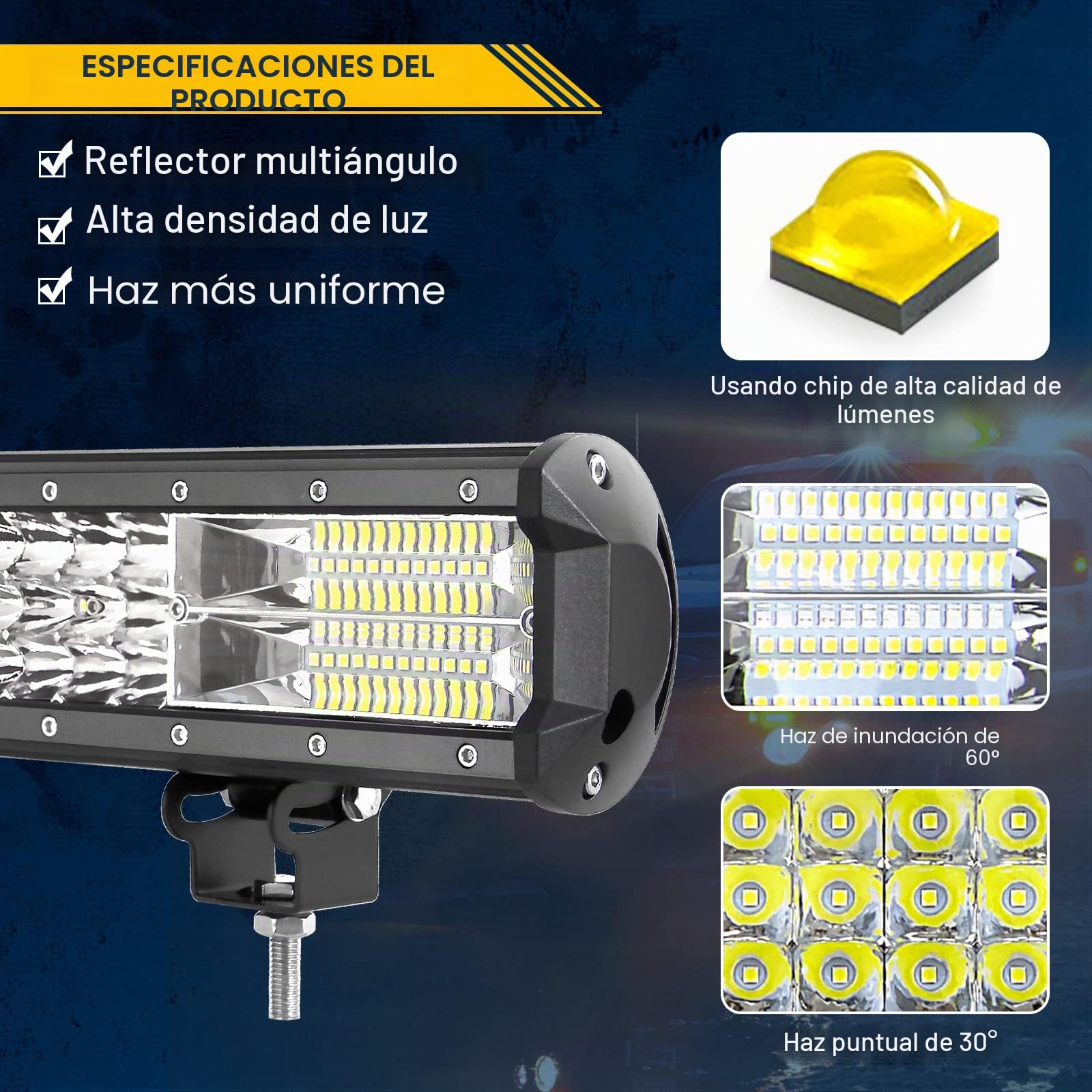 RIGIDON 100cm 40" 540W Barras de luz Luces de Trabajo con 12V Kit de cableado, Faros Focos led Niebla para 4x4 Off Road Camión Tractor Coche Todoterreno Vehículo, 6000K Luces de antiniebla