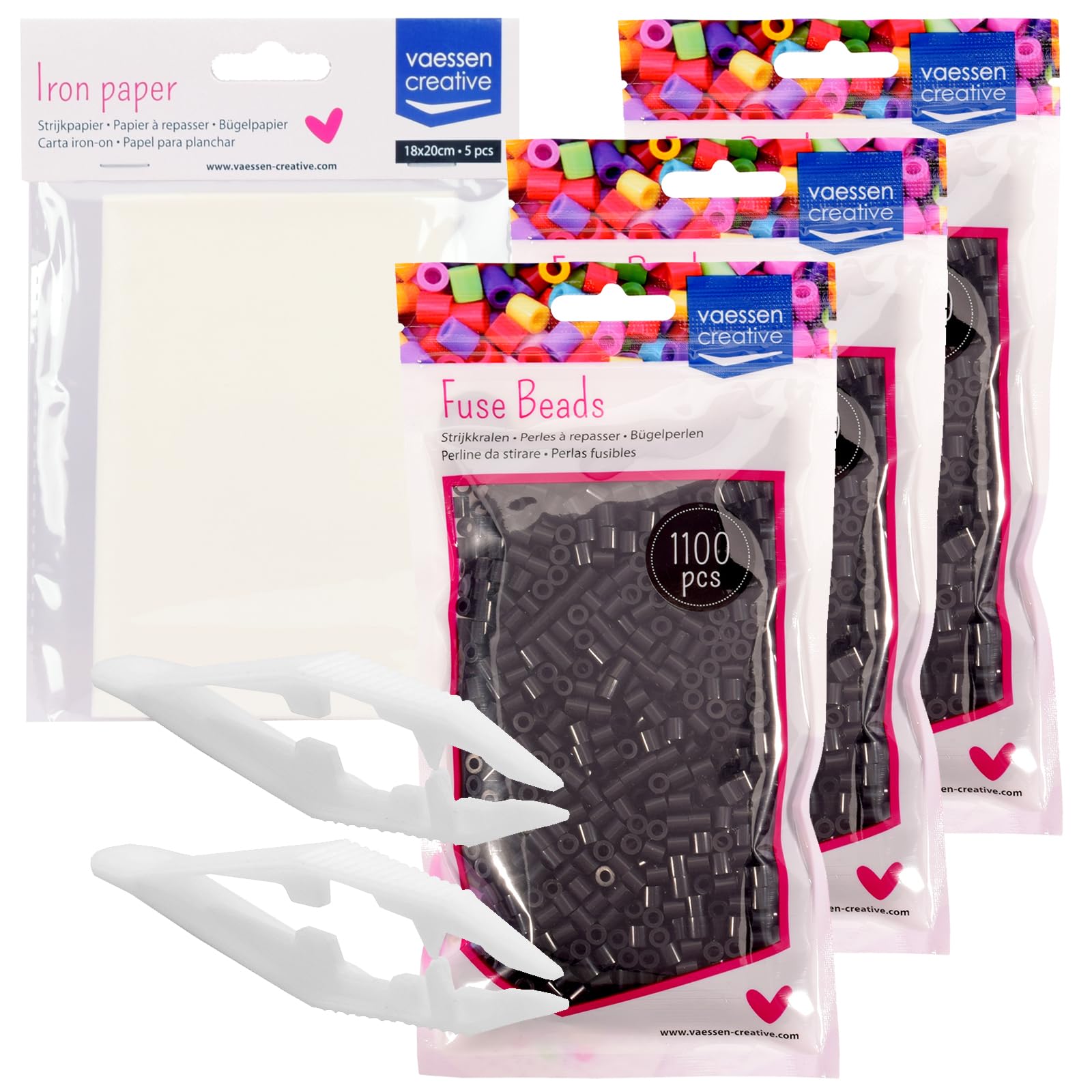 Vaessen Creative Set di Perline da Stirare 5 mm da 3300 Pezzi i Colori Nero - Perline Pixel Art per Lavoretti Creativi - Creazione di Gioielli, Decorazioni, Ornamenti e Altre Idee Fai da Te