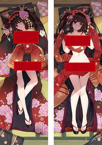 Date A Live Tokisaki Kurumi - Abrazos de doble cara, funda de almohada de anime princesa Dakimakura, 59.1 x 19.7in, piel de melocotón2 vías, regalo