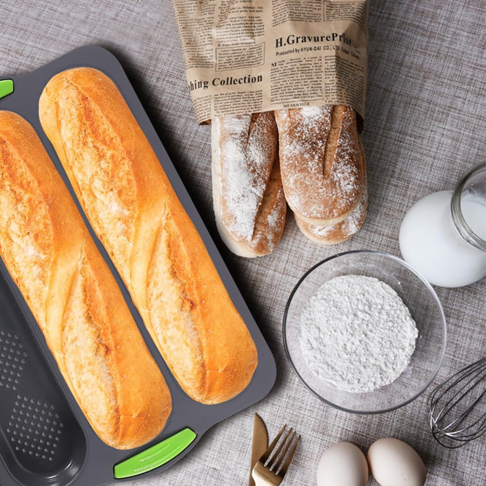 1 Pieza Bandeja para Hornear Baguette, Molde para Hornear en Rollo, Molde para Hornear Baguette Molde para Rollo Baguette, para Hornear DYI en Casa Gris (3)