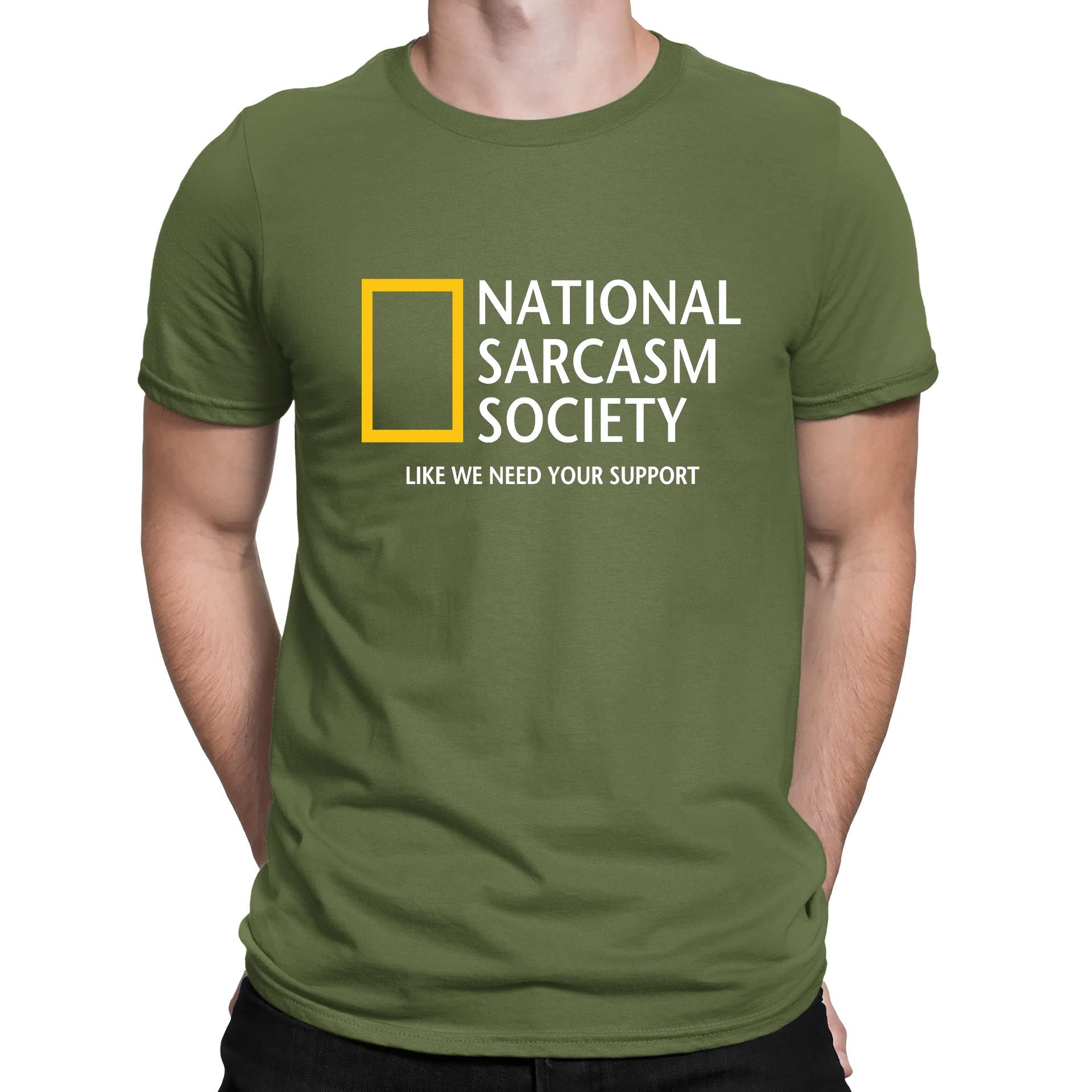 Flip Men's Khaki National Sarcasm Society Geographic Parody Funny T-Shirt (Xl)