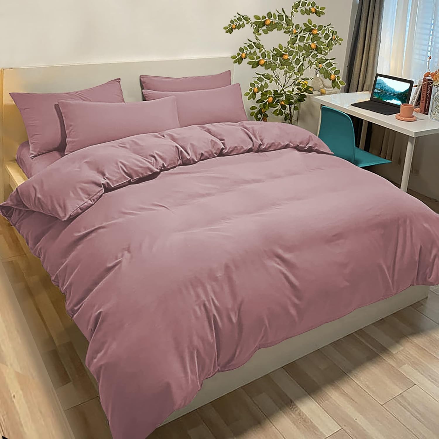 3-delige dekbedovertrekset - dekbedovertrek 200x200, 2 kussenslopen 50x80 - zachte, ademende microvezel polyester van kwaliteit - ritssluiting en hoekbandjes voor pasvorm - OEKO-TEX - Donkergrijs
