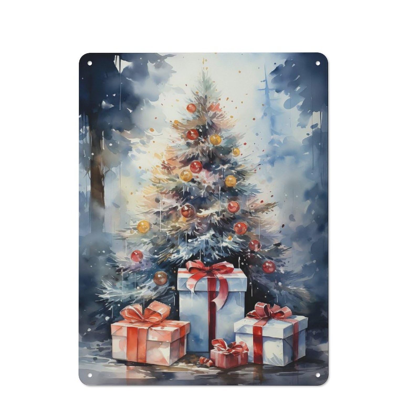 Junmoney Watercolor Holidays Metal Plaque 40X30cm With For Pub Or Café, Rustic Decor, For Pub Decor Enthusiasts