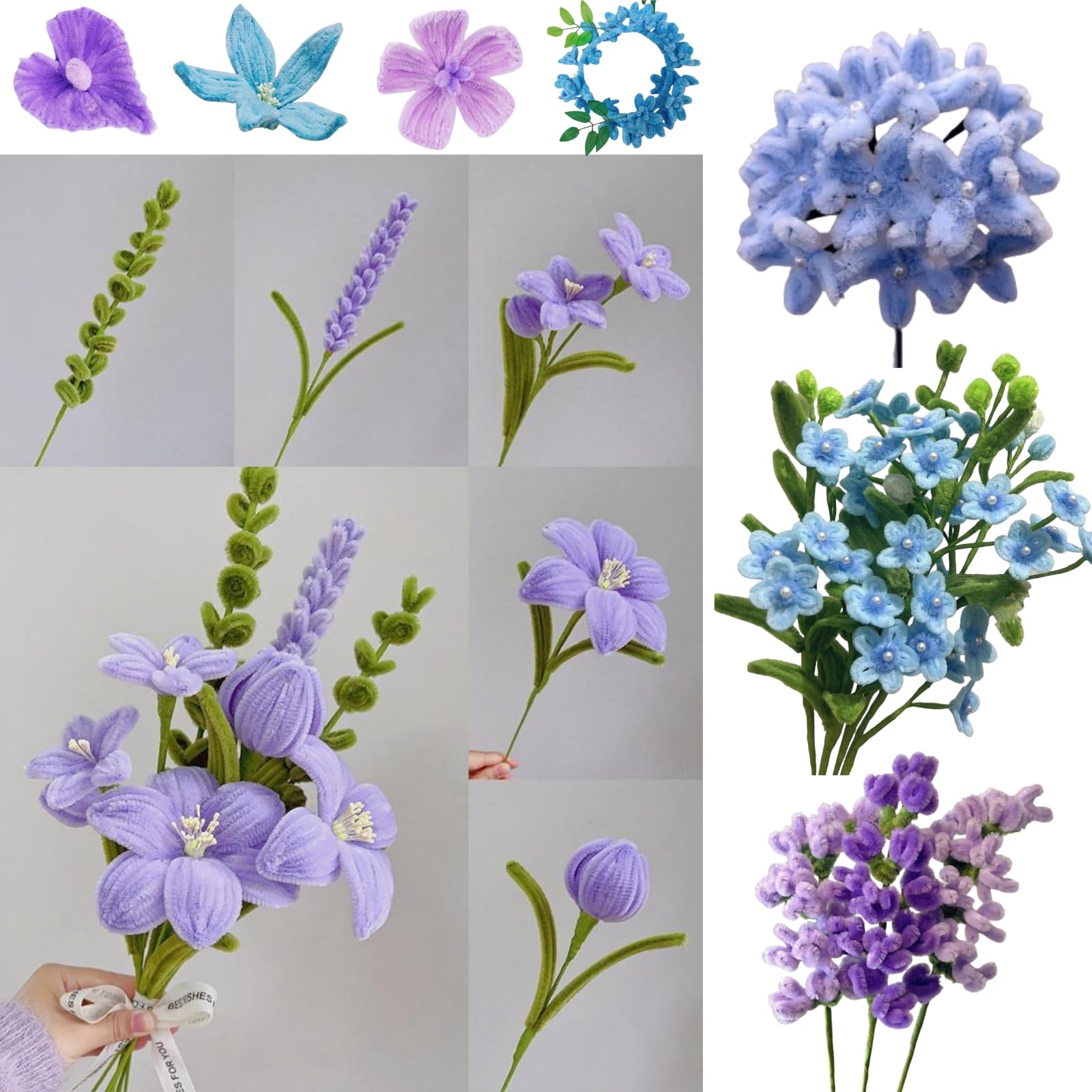 Ziyonix 400pcs Kit Bouquet Cure Pipe Chenille, 4 Couleurs Fil Chenille avec 2 Ruban 400pcs Tige Fleur Artificielle et Étamines des Fleurs Loisir Creatif Cure-Pipe Kit pour le Bricolage Ziyonix 400pcs Kit Bouquet Cure Pipe Chenille, 4 Couleurs Fil Chenille avec 2 Ruban 400pcs Tige Fleur Artificielle et Étamines des Fleurs Loisir Creatif Cure-Pipe Kit pour le Bricolage