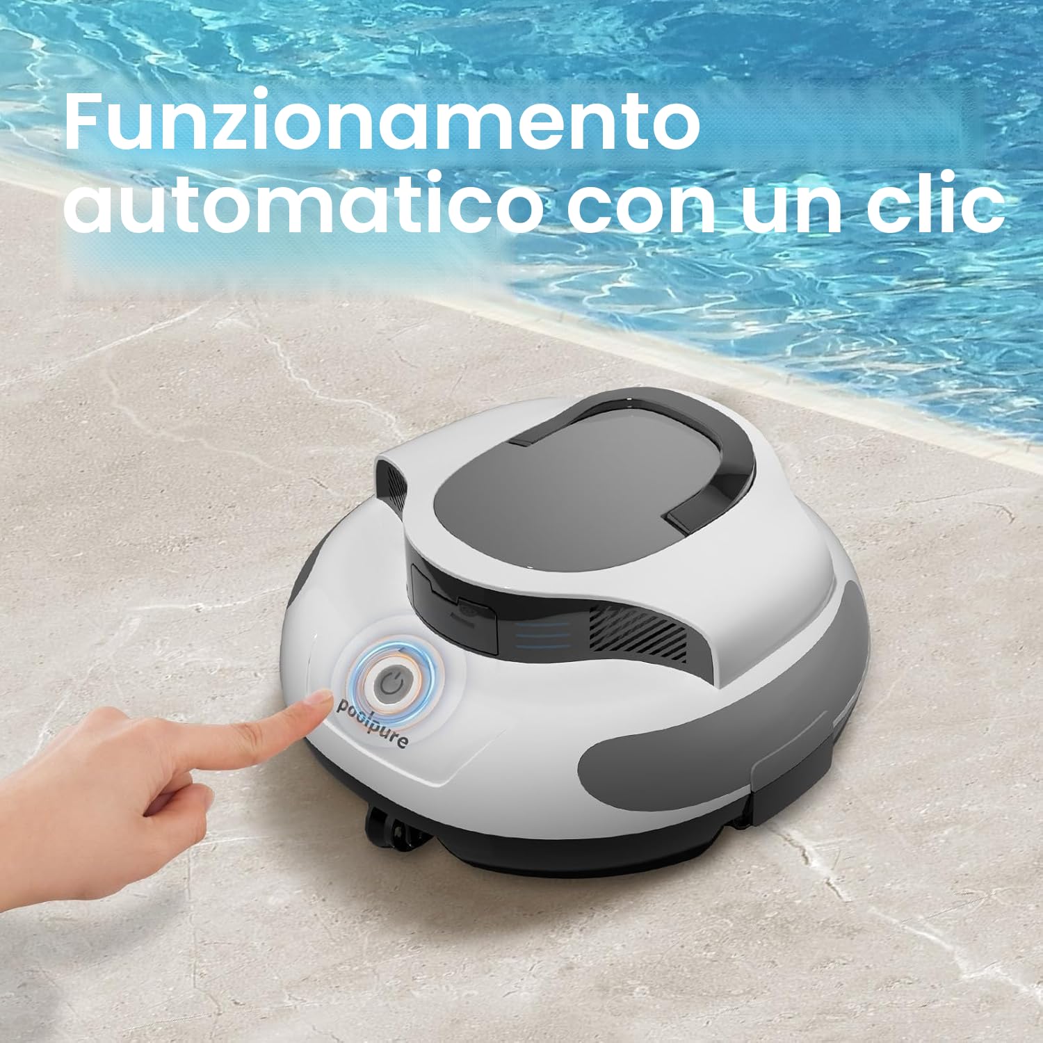 POOLPURE Robot aspirapolvere per piscina, 5000mAh, doppio motore, doppio sensore Hall, display LED, parcheggio automatico, impermeabile IPX8, aspirapolvere per piscina senza fili