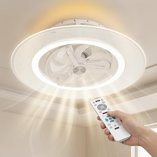 ORALUCE シーリングファンライト 12畳 導光板付き 首振り＆角度調節可能（8°・13°・20°） ファン付きシーリングライト 【2026最新型・6段階風量・10段階調光+11段階調色 】 静音設計 正逆回転 空気循環 タイマー機能 ゆらぎモード 常夜灯 リモコン操作 和室 、リビング 、寝室 、脱衣所 取扱説明書付き ホワイト