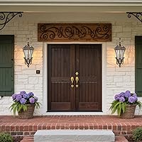 Vista 3 de Apliques de pared negros y dorados, lámpara de pared exterior de 20.87 pulgadas de alto, aluminio impermeable con faroles de cristal para exteriores