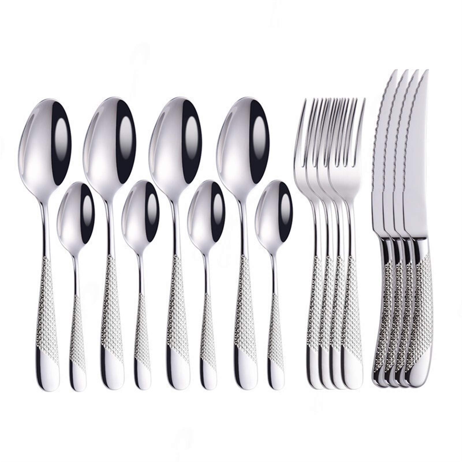 Ensemble de vaisselle 18/10 inoxydable anti-rayures couleur argent