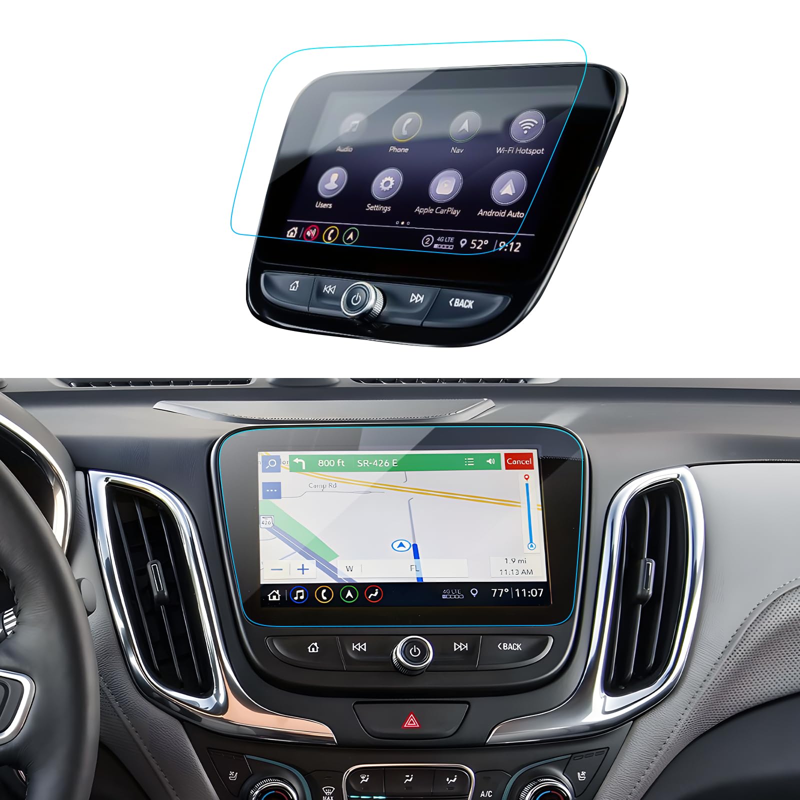 Car Screen Protector for Chevrolet Equinox & Malibu 2025 2024 2023 2022 2021 2020 2019 2018 Accessories Navigation Touchscreen Protector Film Tempered Glass HD Clear 8''