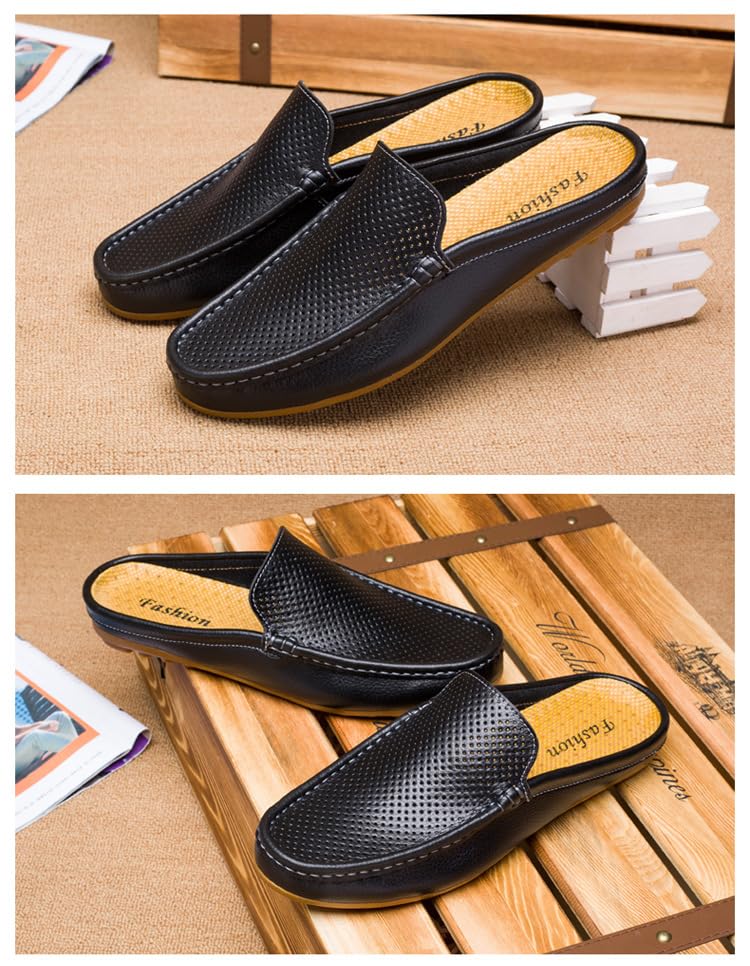 Men's Classic Leather Slippers Office Casual Loafers3