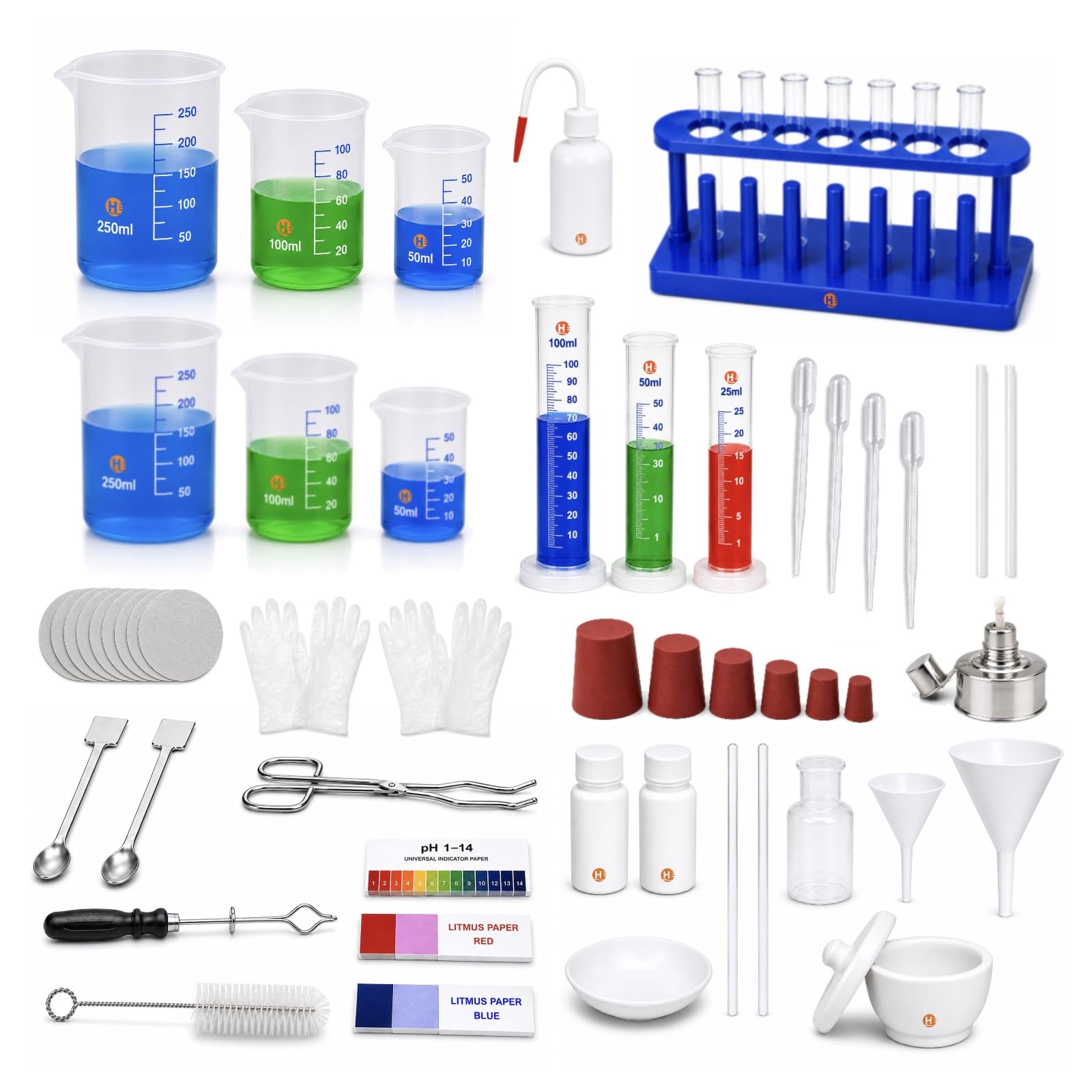 Chemistry Laboratory Apparatus Kit (50 Pieces) | Complete Plastic Lab Set with Beakers, Flasks, Test Tubes, Cylinders & Accessories | STEM Chemistry Kit for Schools & Colleges | Harrison® Since 1991-image-40