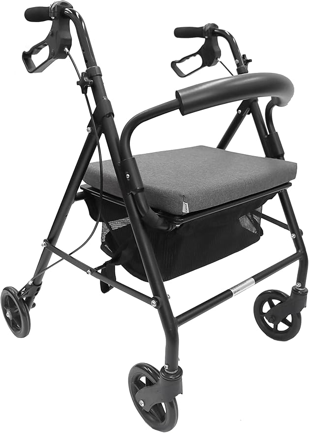 KMINA Rollators 4 Wheels with Seat (Cable Brake), Rollators