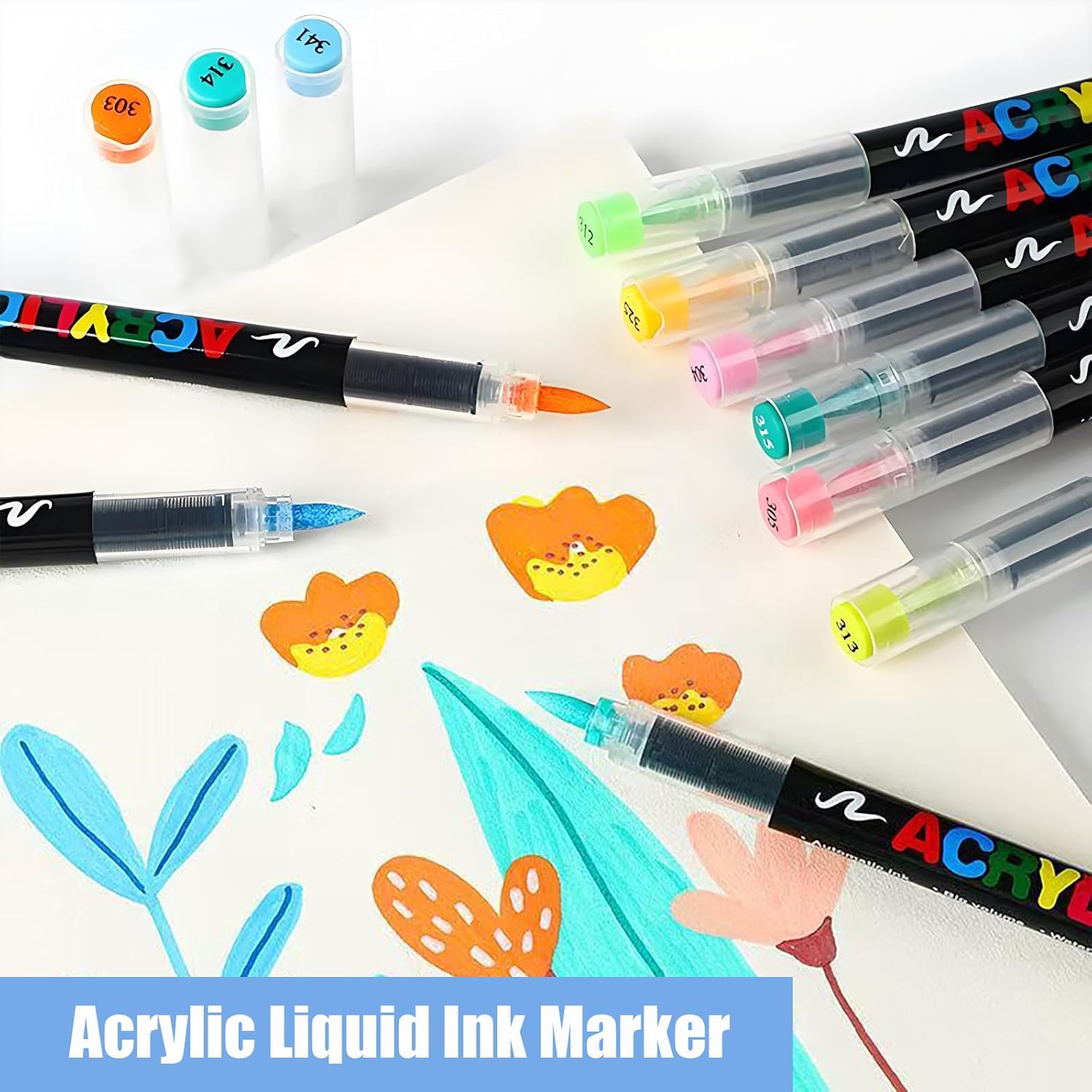 Acrylic Paint Markers, Soft Brush Tip Pens and Markers, 48 Colors Acrylic Paint Pens for Wood, Stone, Canvas, Glass, Fabric, Egg, Rock Painting and DIY Crafts Art Supplies