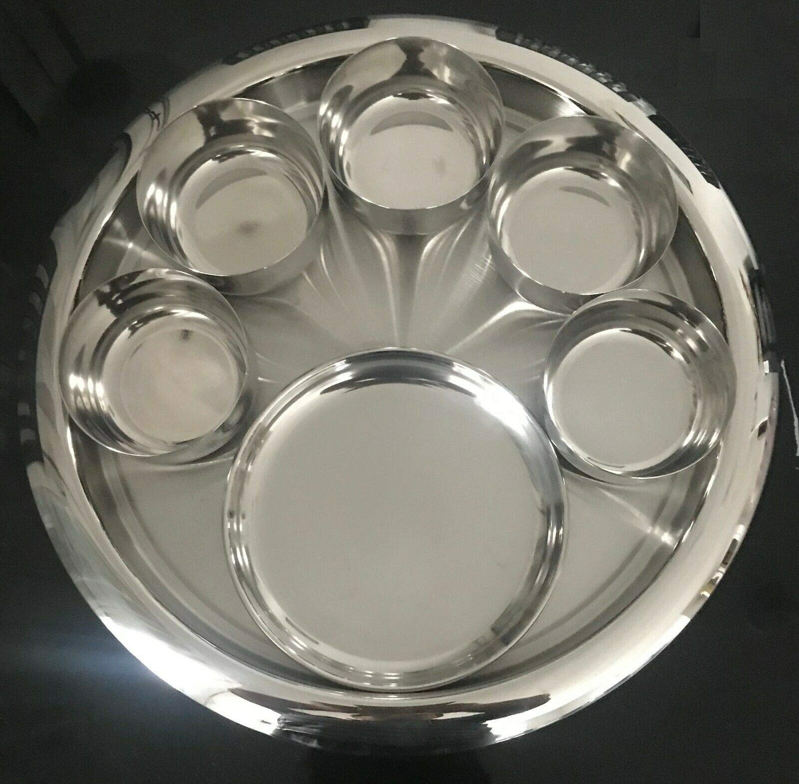 Stainless Steel Indian Thali Set 7 Pc Restaurant Set Menu Meal Plate