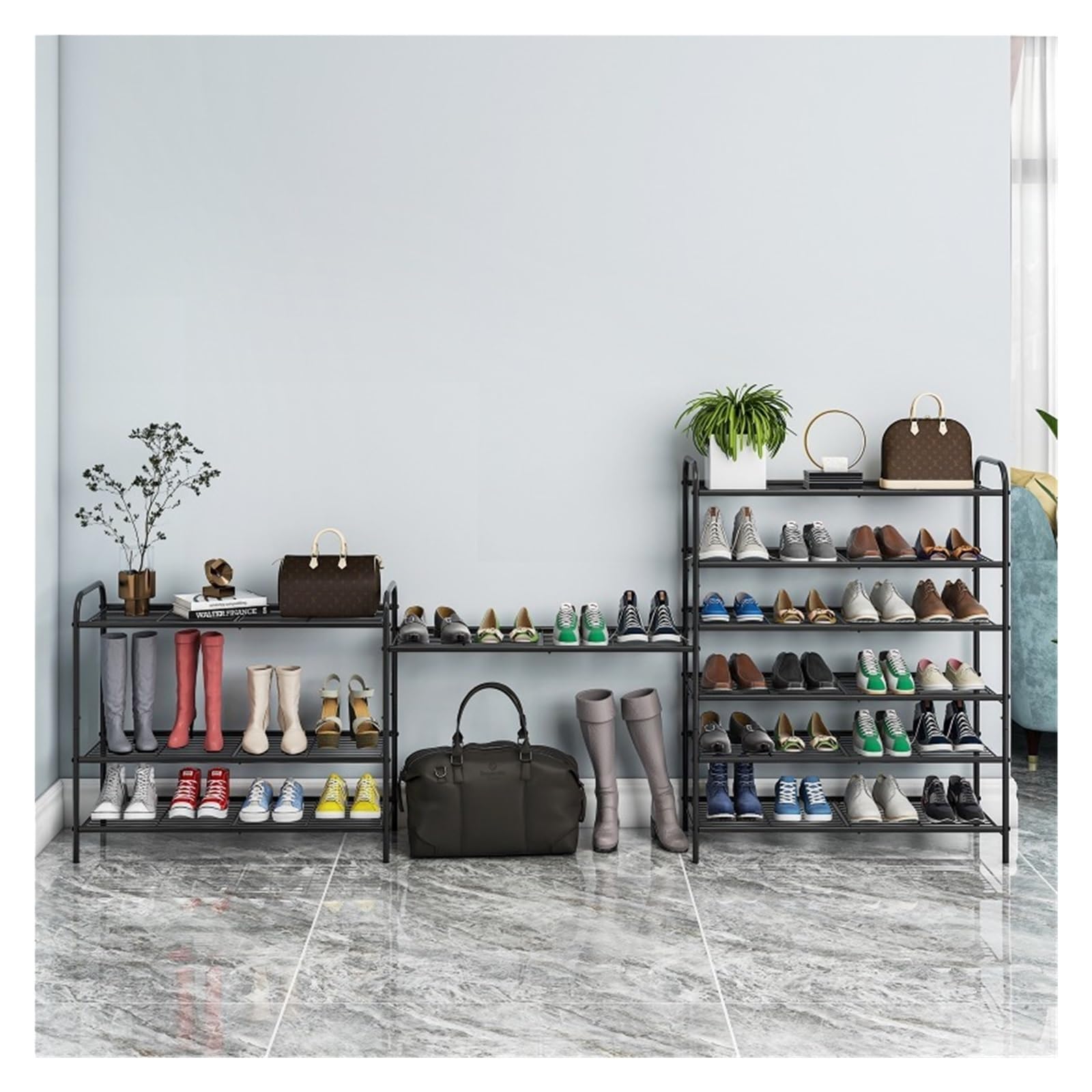 Estantería de Metal 3/4 Tier Multi-Layer Shoe Rack Space Saving Household
