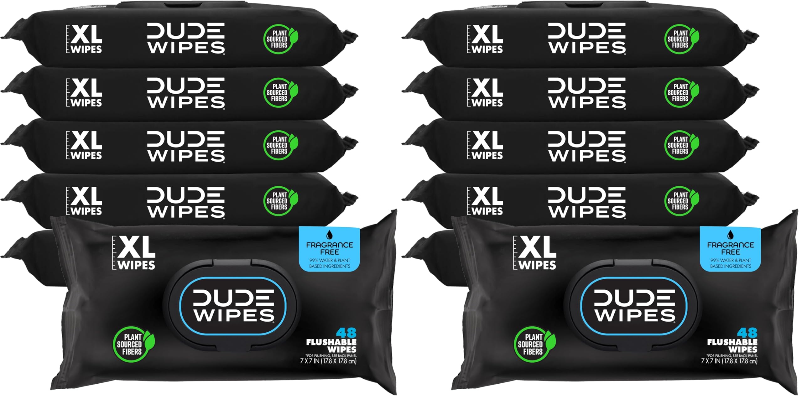 DUDE Wipes Flushable Wipes 12 Pack (288 Wipes) | Unscented Extra-Large Adult Wet Wipes - main product image