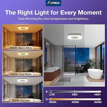 Amico Bathroom Exhaust Fan with Bluetooth Speaker, 110CFM 1.0 Sone