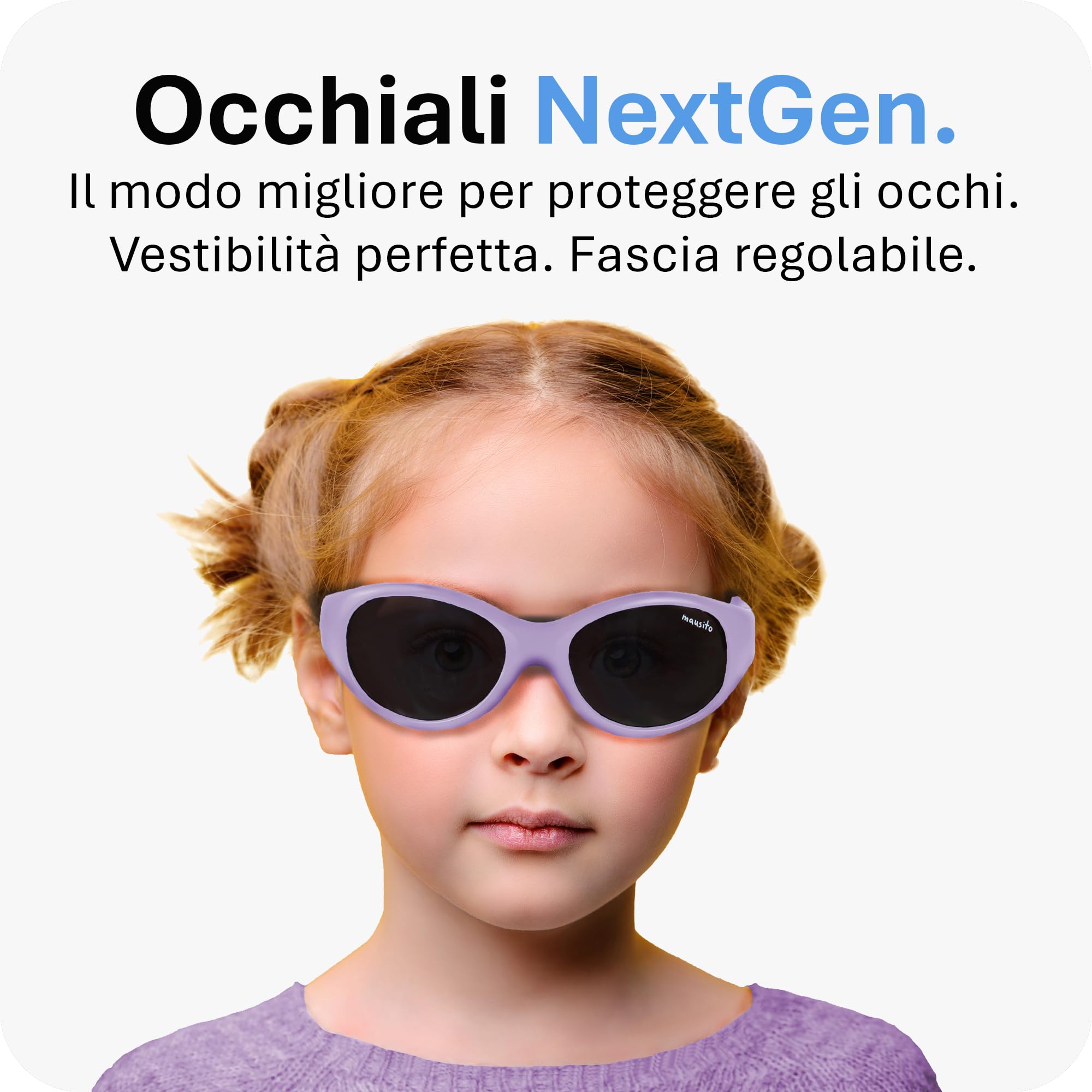 Mausito Occhiali da sole bambini 2-4 anni & 5-8 anni | FLESSIBILI Occhiali da sole bambino 100% PROTEZIONE UV | Fascia regolabile e rimovibile | Senza BPA
