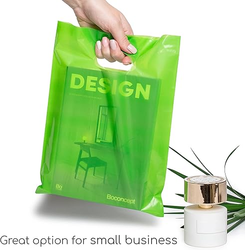 Miniatura 145 de 100 bolsas de 1.5 mil de grosor, 9 x 12 pulgadas, bolsas de agradecimiento con asas extragruesas perfectas para mercancía, pequeñas empresas y venta