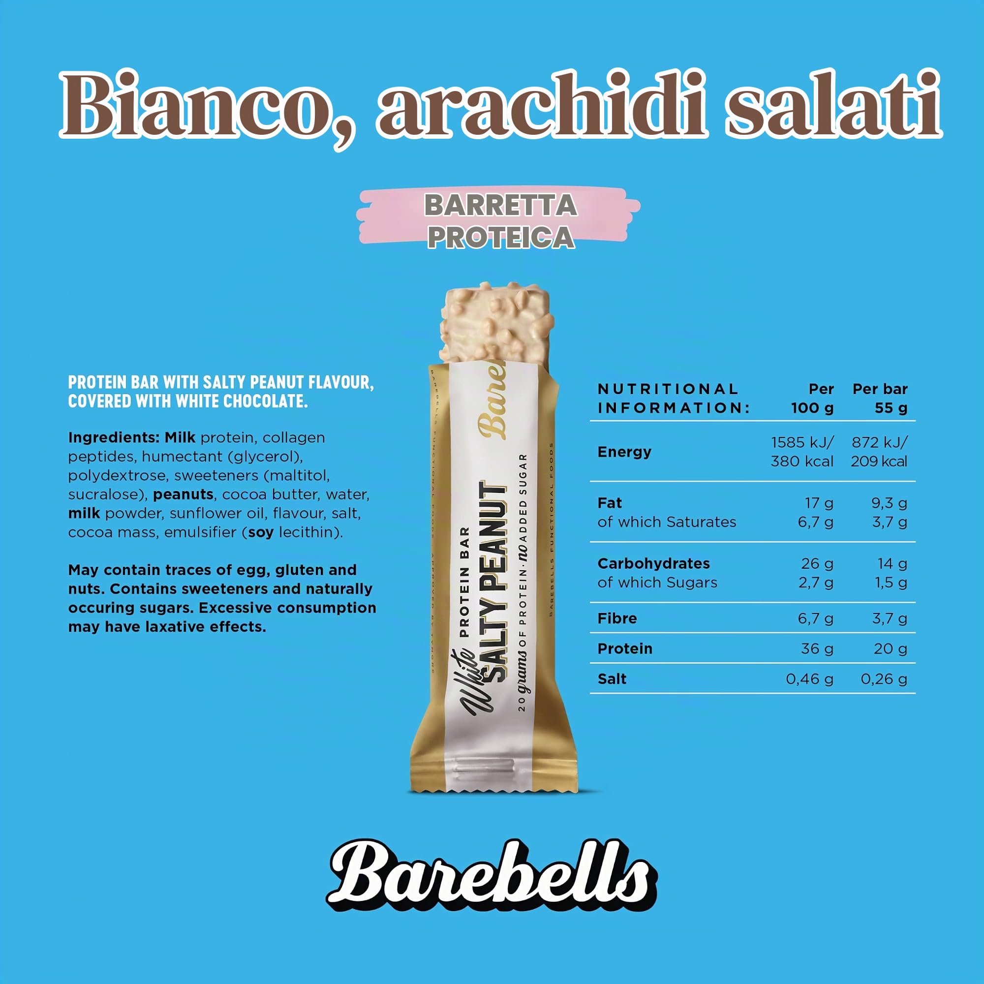 Barebells Protein Bars | 20g protein low carb chocolate bars | after workout low calorie snacks 12 x 55g (White Salty Peanut)