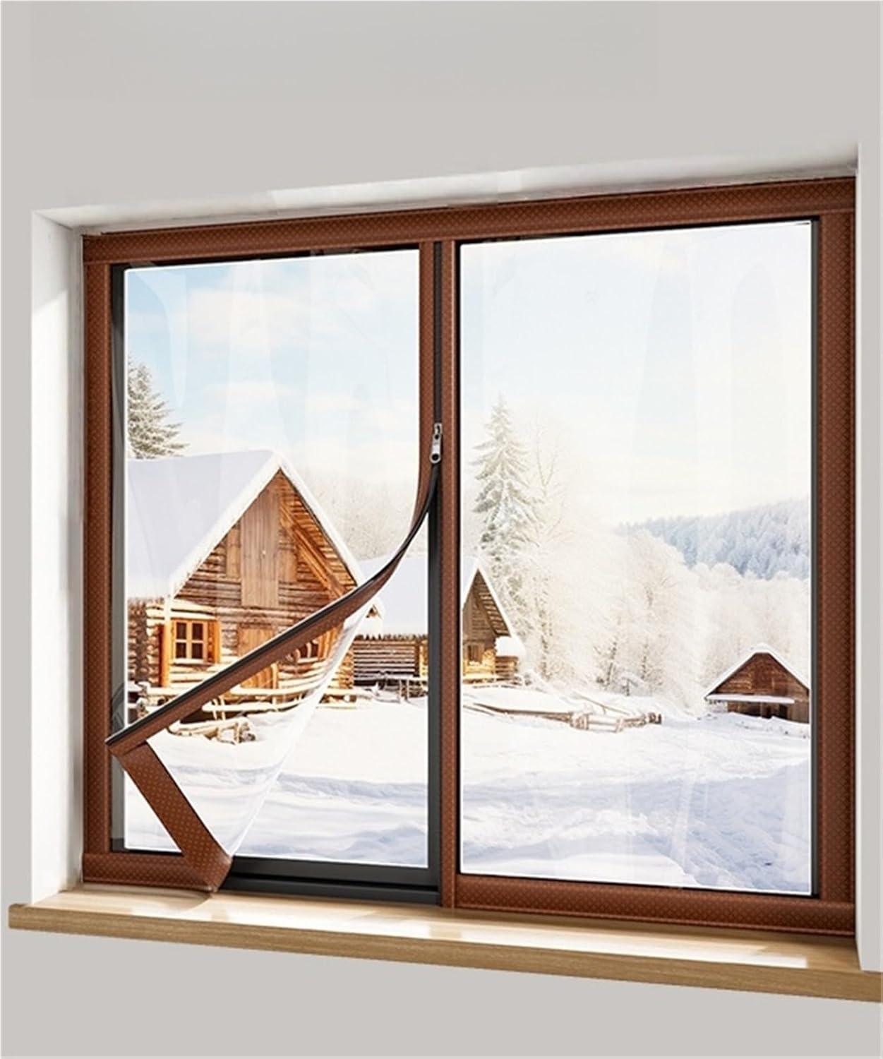 Weatherproofing Window Insulation Kit,Thickened Window Insulation Film for Winter,Reusable Window Thermal Cover Insulating Curtains,for Balcony,Kitchen