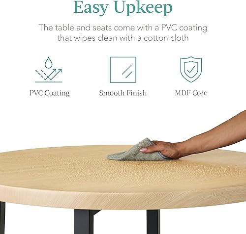 Miniatura 6 de Best Choice Products Juego de comedor redondo moderno de 5 piezas para cocina del hogar, comedor con 4 sillas, mesa de 1.5 pulgadas de grosor, color