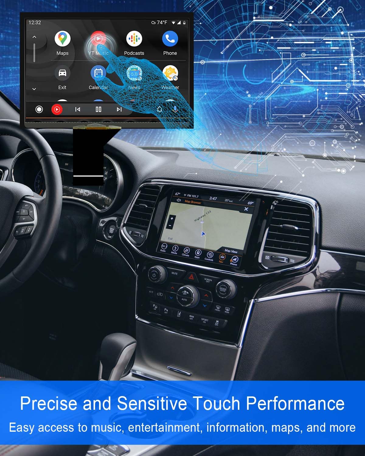 7In LCD Touch Screen Radio Navigation Fit For Jeep Compass 2017-2020