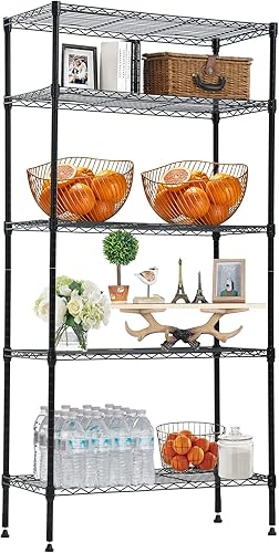 Estantería de alambre de 5 niveles, unidad de almacenamiento, estante organizador de metal resistente, estante de pie sin ruedas para cocina, baño,