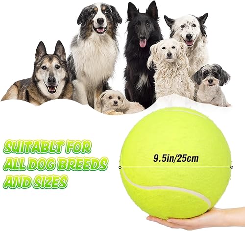 Miniatura 3 de Pelotas de juguete para perros de 9.5 pulgadas, pelota de tenis de gran tamaño, juguetes interactivos, bolas de juguete divertidas para deportes al