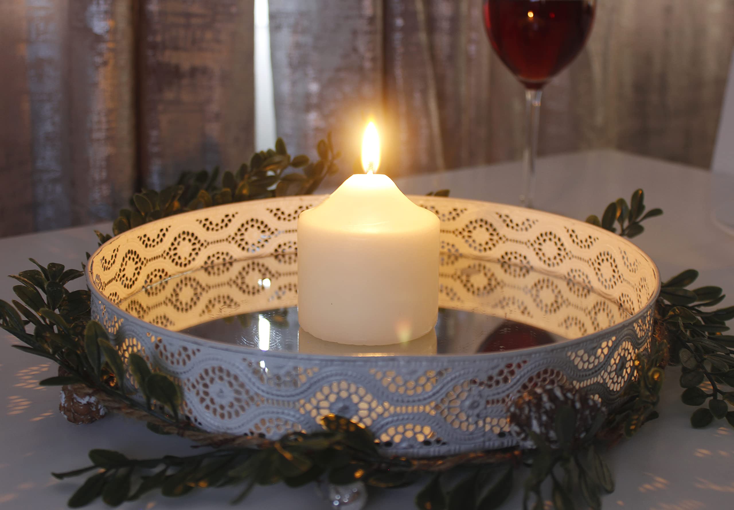 Marco Paul 25cm Ivory Large Church Pillar Candle - 50 Hours Long Burn Unscented Large Candles - Table Centrepiece Wedding Party Decorative Tall Candles for Dining Tables, Weddings - Emergency Candle