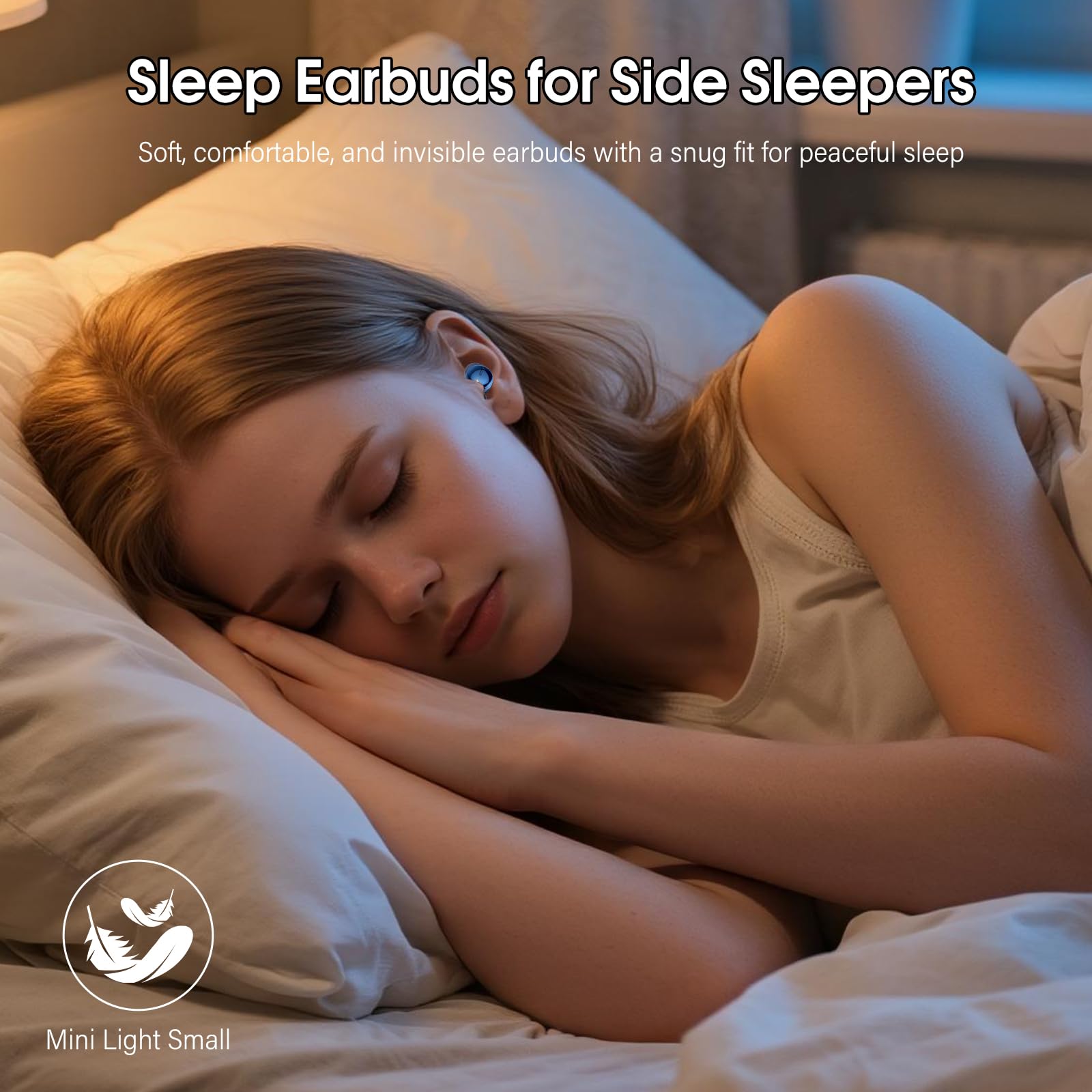 Auriculares Inalámbricos con Pantalla Táctil LED, Auriculares Bluetooth HiFi Estéreo, Mini Auriculare para Dormir Azul
