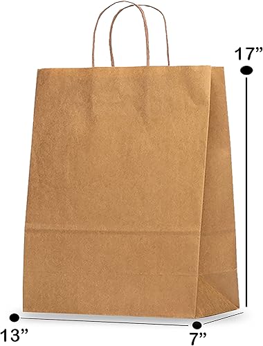 Miniatura 3 de Elegant Supply Bolsas de papel kraft con asas trenzadas, 13 x 7 x 17 pulgadas, bolsas de impresión sólida multiusos a granel, perfectas para