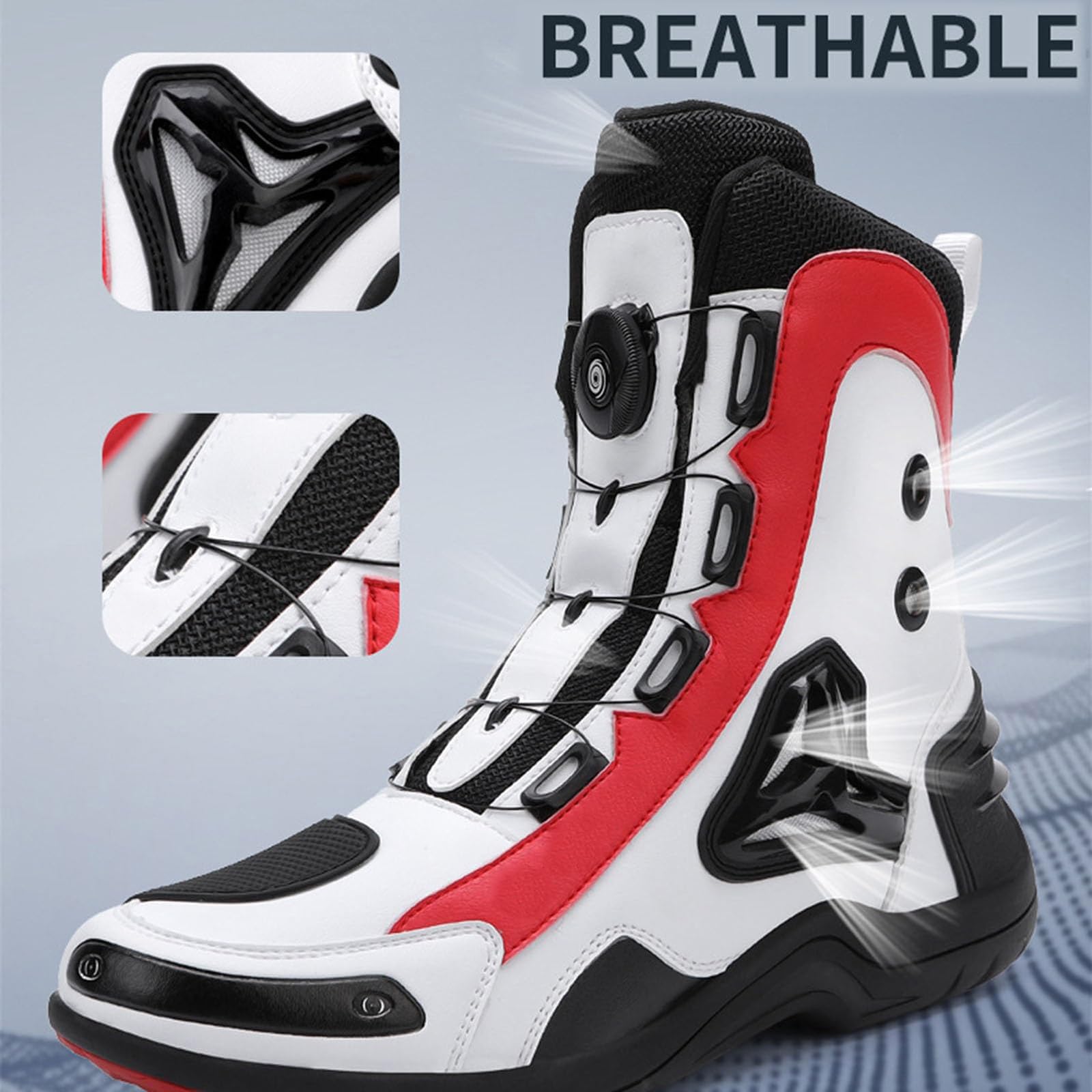 Botas De Moto (Tallas 37-47), con Hebilla Elástica para Poner Y Quitar Fácilmente, Resistentes A Los Impactos Y Al Desgaste, Ideales para Carreras, Turismo Y Deportes. Black-43