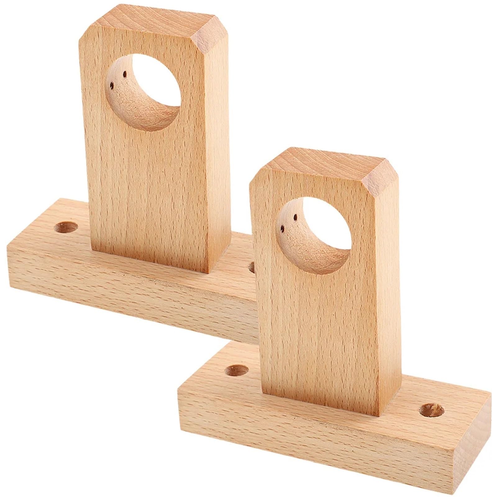 RUWLFE 2 Pcs Wooden Curtain Rod Brackets Heavy Duty Holders Wood Hooks for Poles, Wall Rod(12X5CM)