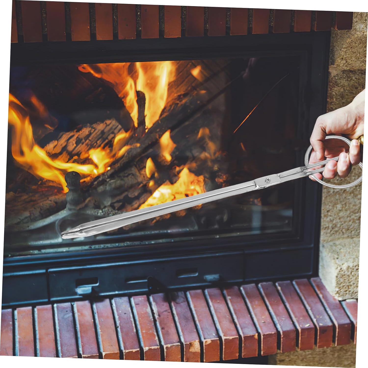 Xmas Fireplace Hook Stainless Steel Stove Tongs Fire Maintenance