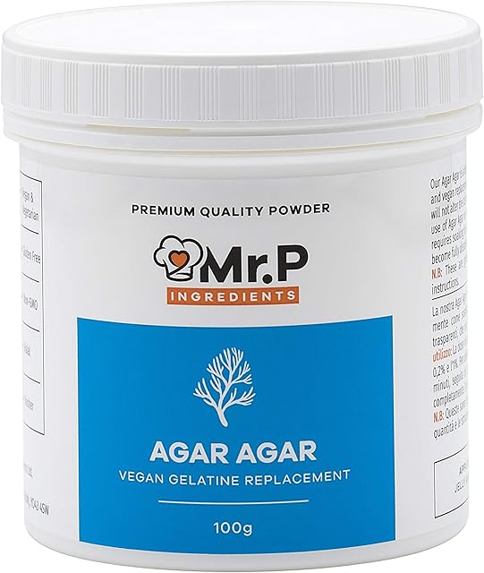 Mr.P Ingredients - Agar Agar 100g Premium Quality Powder Gelatine Replacement Gelling Agent Vegan Vegetarian European Halal Kosher Non-GMO (Recyclable Pot)