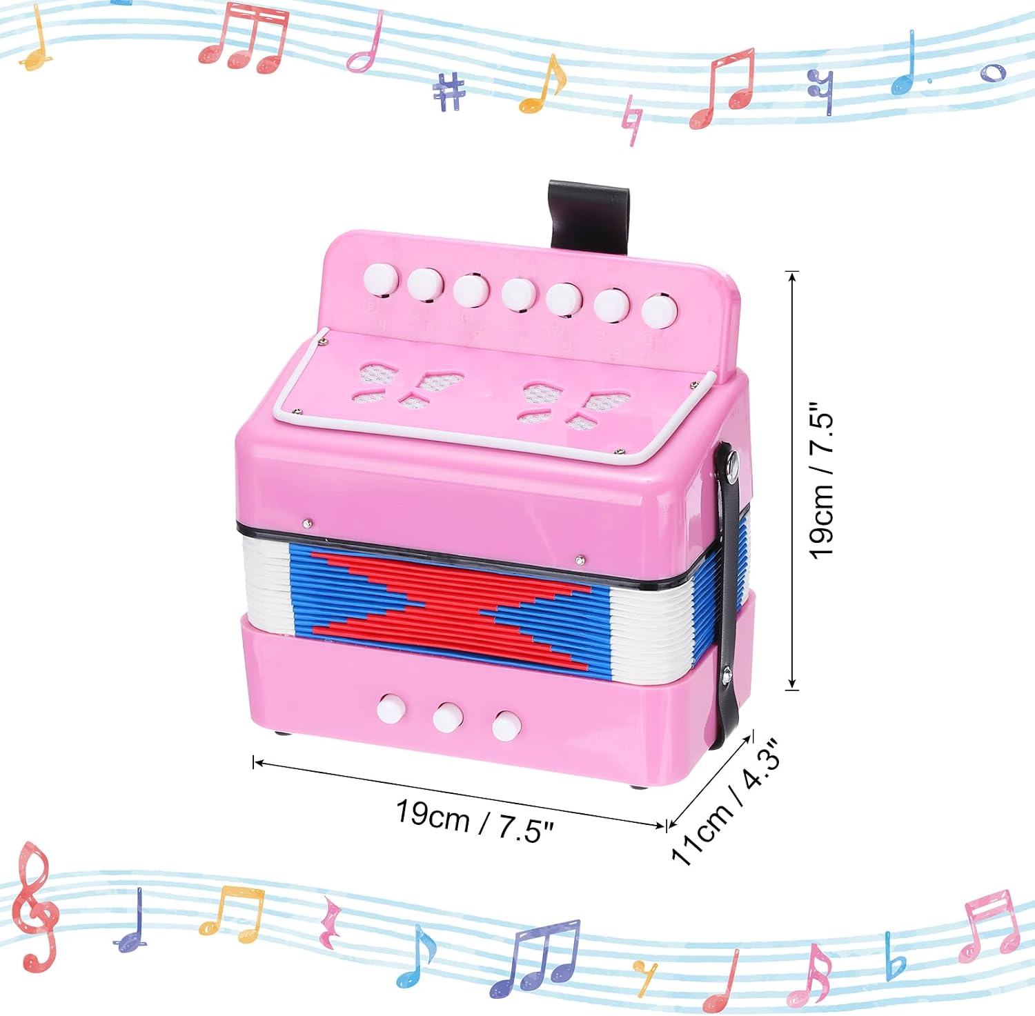MECCANIXITY Accordion 10 Keys Button Accordion Mini Musical Instrument Toys Gifts for Adults Beginners Educational, Pink