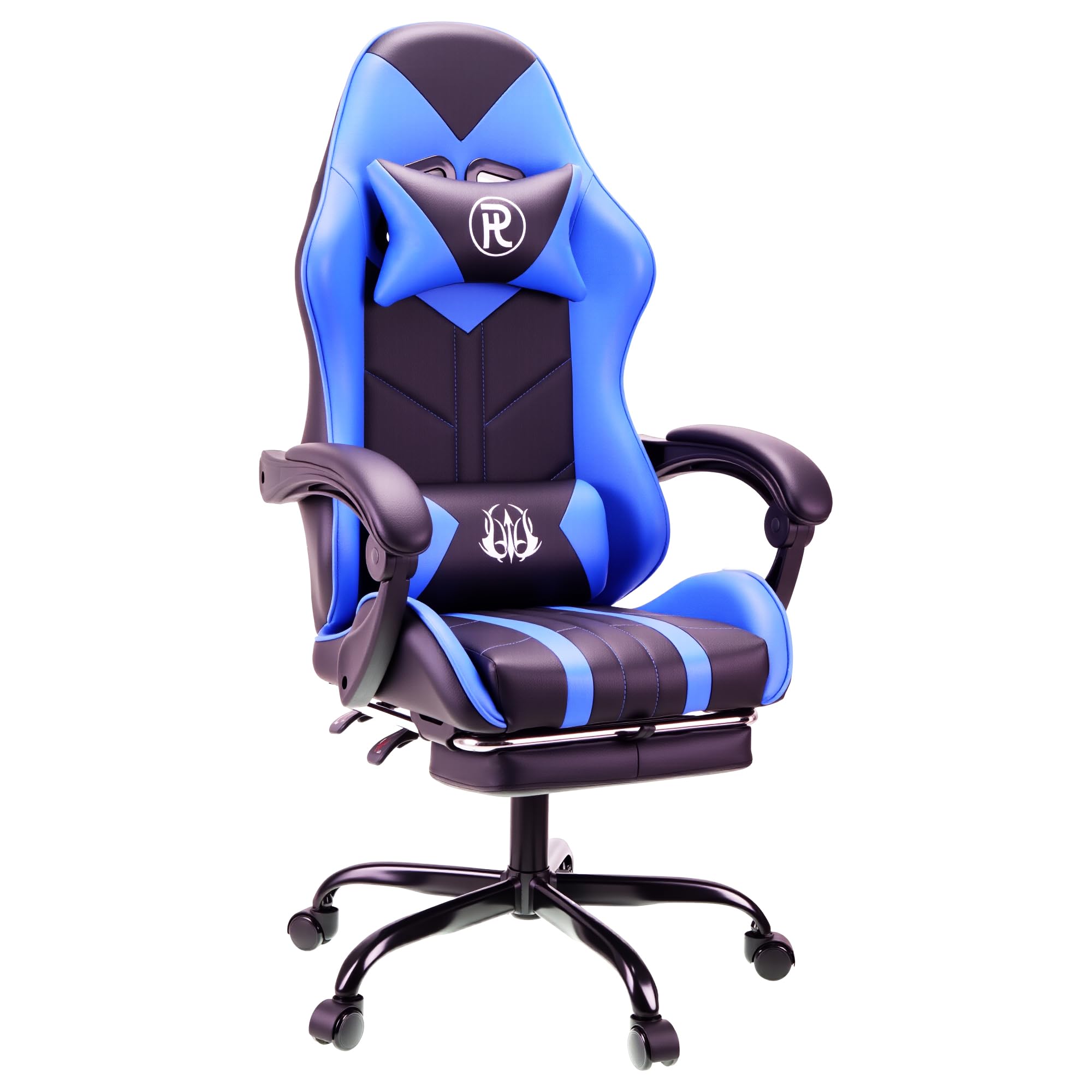 play haha Gaming Chair with Footrest & Lumbar Support,Reclining Swivel Chair,Ergonomic Gaming Chair for Adults, High-Back Racing Style,Adjustable Height with Headrest Pillow