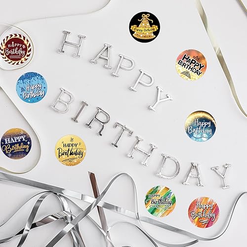 Miniatura 7 de 500 calcomanías de cumpleaños con purpurina para tarjetas de cumpleaños, sobres, bolsas de regalo, decoración de fiesta de cumpleaños para niños y