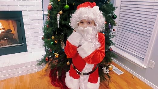 Kids Deluxe Santa Costume 9-Piece Set - Child Christmas Halloween Dress Up (Medium, Red) - View #5