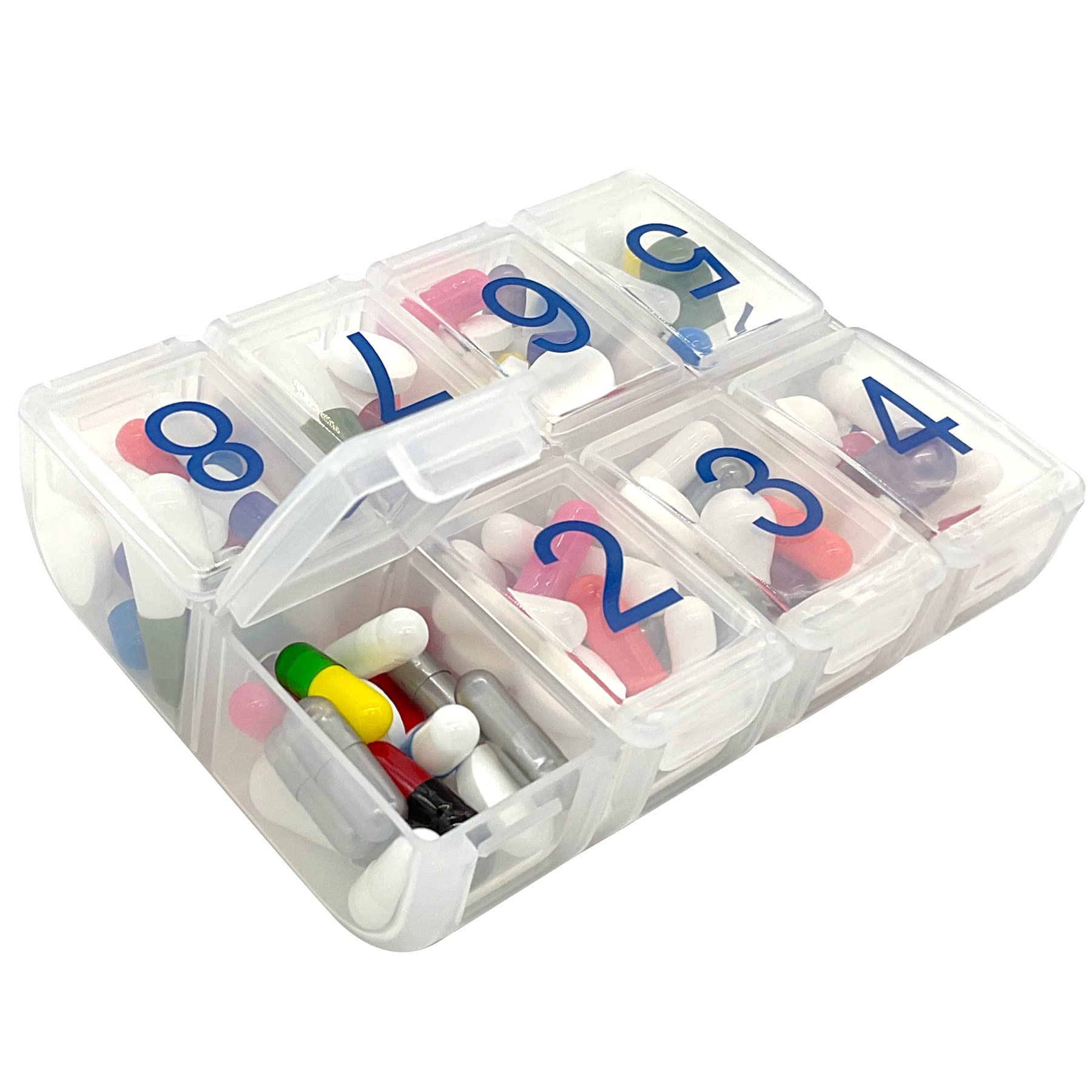 e-pill Organizador semanal grande de píldoras 8 veces al día x 7 días - Transparente