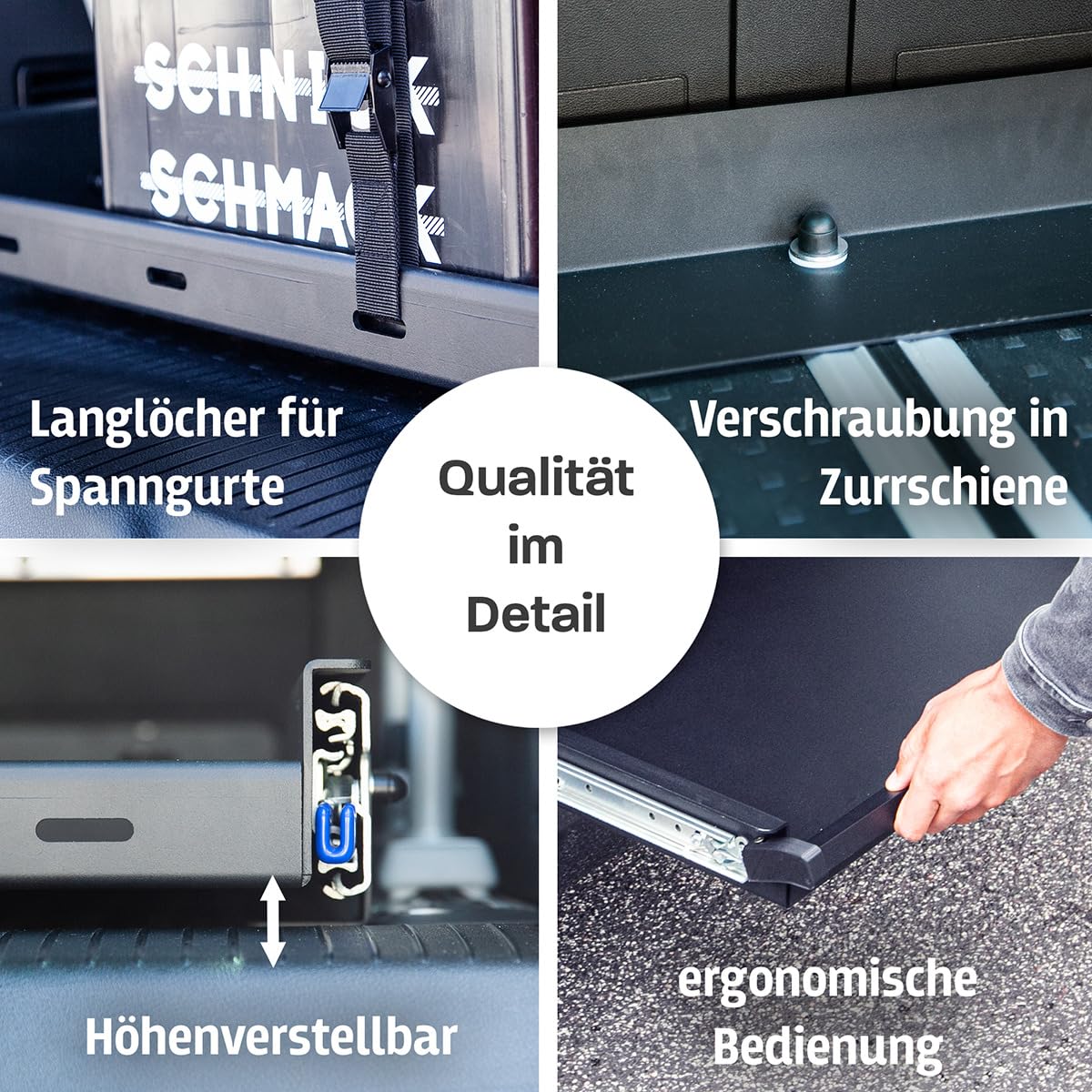 Heckauszug Schublade 950 mm mit Einhandauszug für VW T7 California Beach Camper – bis 200 kg belastbar, vormontiert, ohne Bohren, extra langer Kofferraum Auszug Vanlife Camping Zubehör
