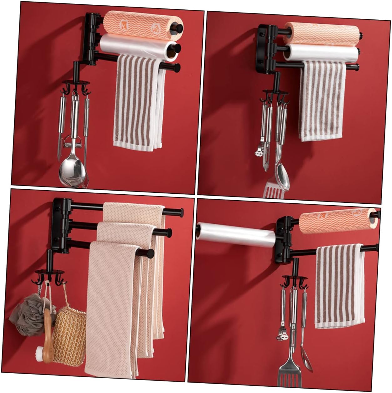 Matte Black Towel Bar Over Door Towel Rack Kitchen Supply Wall Mounted Countertop